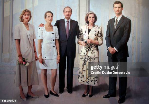 King Juan Carlos of Spain and Queen Sofia, on their first official apparition together after abdication, attended the inauguration of the exhibition...