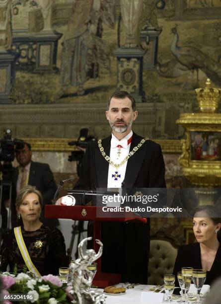 Gala Dinner at the Spanish Royal Palace in Madrid hosted by the Kings of Spain, Felipe VI and Letizia Ortiz, in honour to the President of Colombia,...