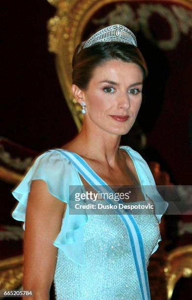 Princess Letizia attends the gala dinner during the Czech President's official Spanish visit. | Location: Madrid, Spain.