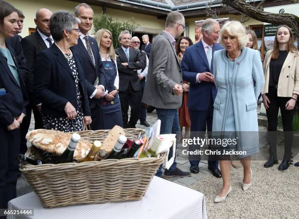 Prince Charles, Prince of Wales and Camilla, Duchess of Cornwall visit the Weinbau Buscheschank Obermann vineyard on April 6, 2017 in Vienna,...