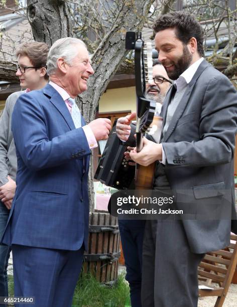 Prince Charles, Prince of Wales visits the Weinbau Buscheschank Obermann vineyard on April 6, 2017 in Vienna, Austria. Their Royal Highnesses will...