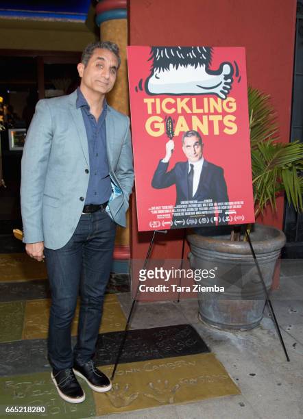 Egyptian satirist/ television host Bassem Youssef attends opening night of Sarkasmos Productions' 'Tickling Giants' at the Vista Theatre on April 5,...