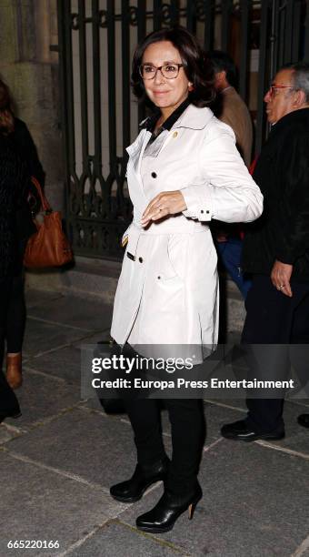 Isabel Gemio attends the funeral chapel for Paloma Gomez Borrero at Los Jeronimos church on April 5, 2017 in Madrid, Spain.