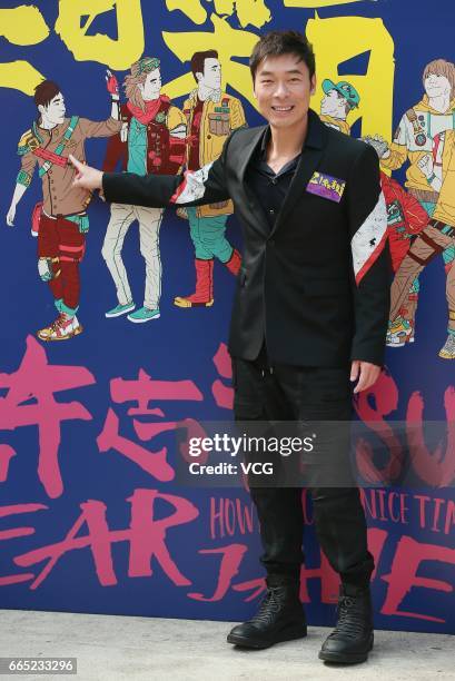 Singer Andy Hui attends the press conference of his concert on April 5, 2017 in Hong Kong, China.