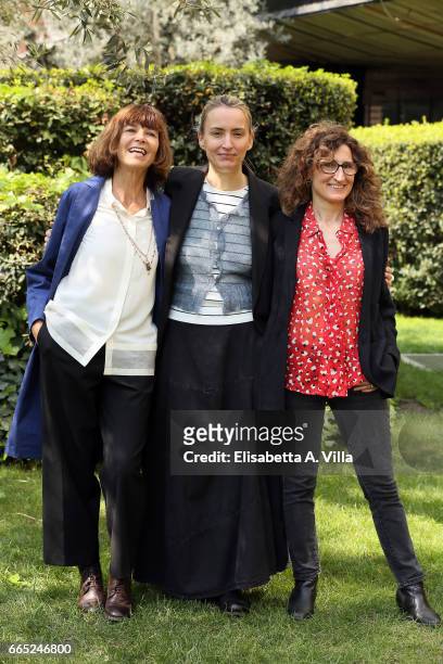 Screenwriters Francesca Marciano, Giulia Calenda and Valia Santella attend a photocall for 'Di Padre In Figlia' at Rai Viale Mazzini on April 6, 2017...