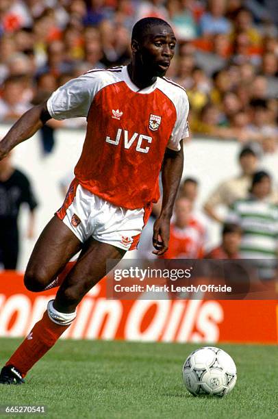 Footballer Andrew Cole playing for Arsenal FC against Panathinaikos in the Makita International Football Tournament at the Arsenal Stadium, Highbury,...