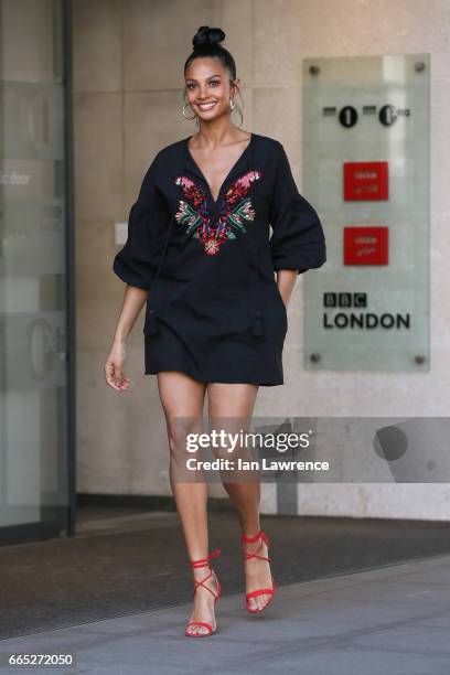 Alesha Dixon sighting at BBC Radio 1 on April 6, 2017 in London, England.