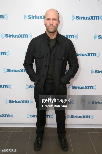 Jason Statham visits at SiriusXM Studios on April 6, 2017 in New York City.