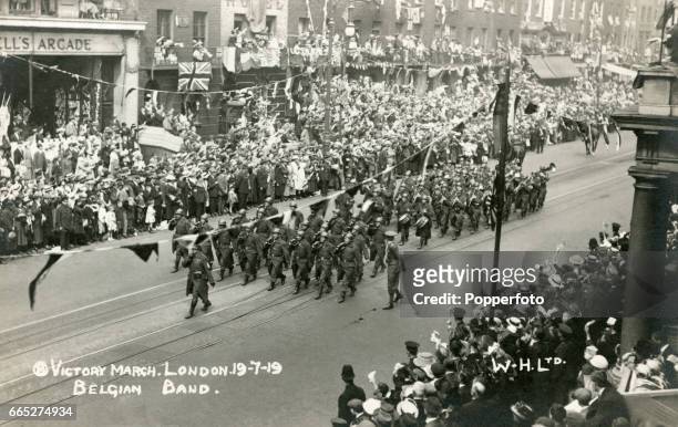 The Victory Parade in London featuring the Belgian Band following the end of World War One on 19th July 1919.