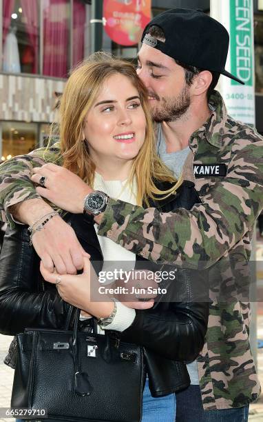 Valentina Ferragni and Luca Vezil sighting at Omotesando street on April 6, 2017 in Tokyo, Japan.