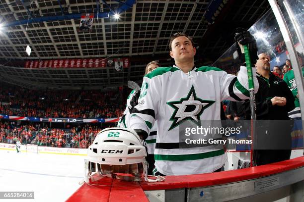 Jiri Hudler of the Dallas Stars skates against the Calgary Flames during an NHL game on March 17, 2017 at the Scotiabank Saddledome in Calgary,...