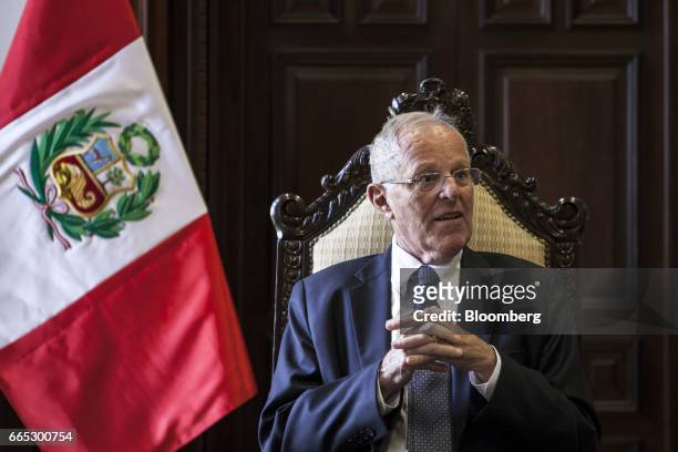 Pedro Pablo Kuczynski, Peru's president, listens during an interview at the Presidential Palace in Lima, Peru, on Wednesday, April 5, 2017. As Peru...