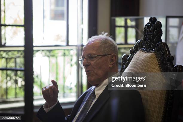 Pedro Pablo Kuczynski, Peru's president, speaks during an interview at the Presidential Palace in Lima, Peru, on Wednesday, April 5, 2017. As Peru...