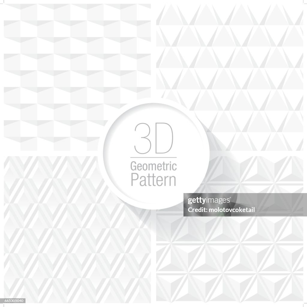 Clean and simple white geometric pattern set of 4