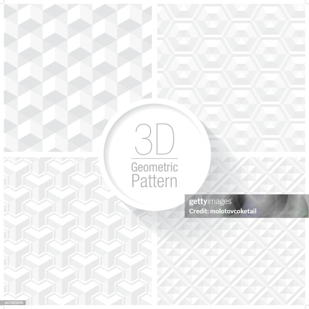 Clean And Simple White Geometric Pattern Set Of 4 High-Res Vector ...