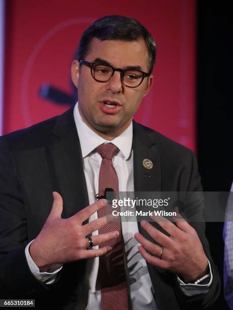 House Freedom Caucus member, Rep. Justin Amash , speaks during a Politico Playbook Breakfast interview, at the W Hotel, on April 6, 2017 in...