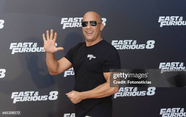 Vin Diesel attends a photocall for 'Fast & Furious 8' at the Villamagna Hotel on April 6, 2017 in Madrid, Spain.