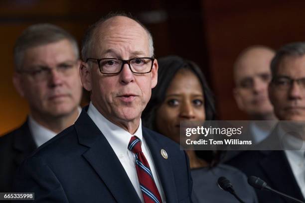 Rep. Greg Walden, R-Ore., conducts a news conference with members the GOP caucus in the Capitol Visitor Center to announce a new amendment to the...