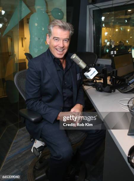 Pierce Brosnan visits at SiriusXM Studios on April 6, 2017 in New York City.