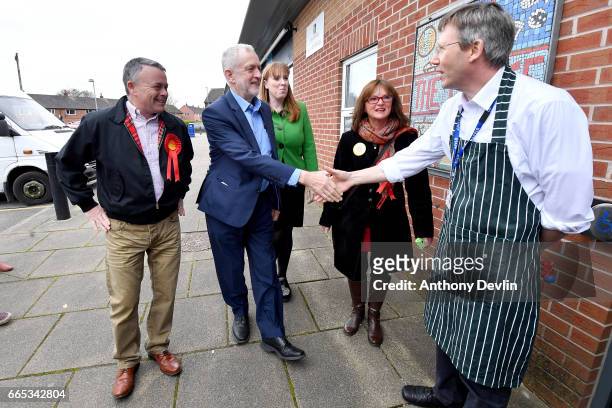Leader of the Labour Party Jeremy Corbyn MP and Shadow Secretary for Education Angela Rayner are greeted by Tony Crawford, Chair of Trustees and...