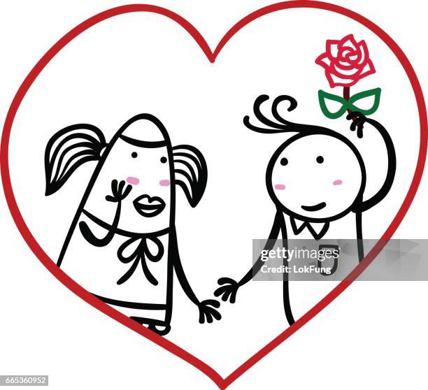 cartoon man is fall in love - lokfung stock illustrations