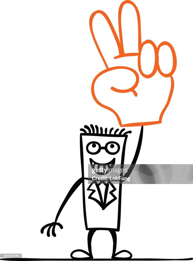 Cartoon man with a big hand gesture