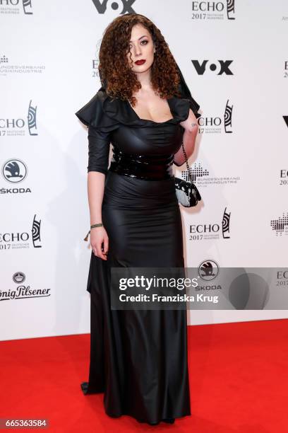 Leila Lowfire attends the Echo award red carpet on April 6, 2017 in Berlin, Germany.