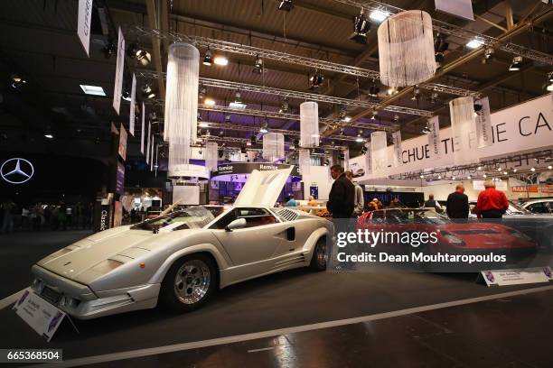 Detailed view of the 1991, 25th Anniversary Lamborghini Countach LP during the The 29th Techno-Classica Essen run by SIHA Salons Automobiles and held...
