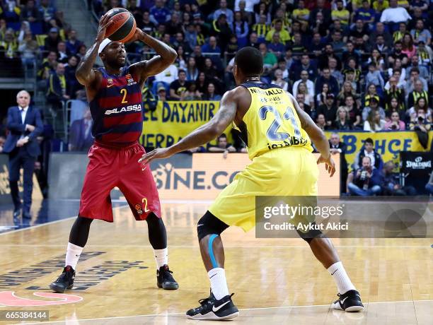 Tyrese Rice, #2 of FC Barcelona Lassa in action during the 2016/2017 Turkish Airlines EuroLeague Regular Season Round 30 game between Fenerbahce...