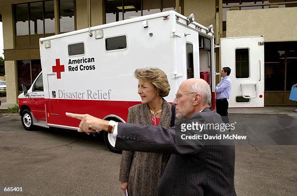 Her Royal Highness Princess Margriet of Holland is given a tour of the American Red Cross facilities in Santa Ana, CA by George Chitty, CEO of the...