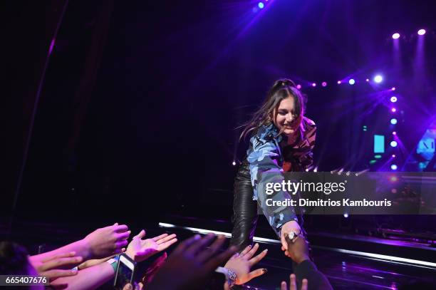 Singer Daya performs on stage during WE Day New York Welcome to celebrate young people changing the world at Radio City Music Hall on April 6, 2017...