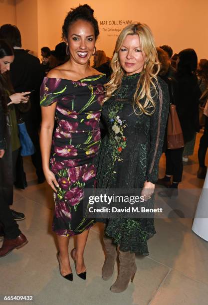 Princess Alia Al-Senussi and Fru Tholstrup attend the Private View of 'Centrifugal Soul' by Mat Collishaw at Blain Southern on April 6, 2017 in...