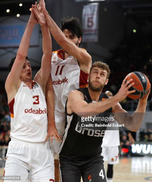 Nicolo Melli, #4 of Brose Bamberg competes with Emir Preldzic, #3 of Galatasaray Odeabank in action during the 2016/2017 Turkish Airlines EuroLeague...