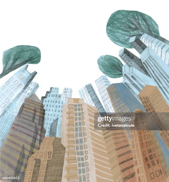 buildings unique perspective - skylight stock illustrations