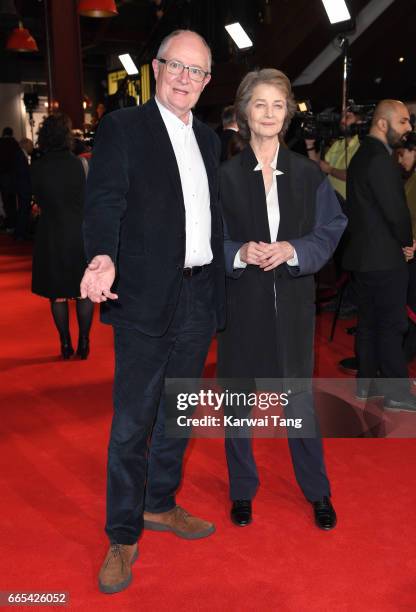 Jim Broadbent and Charlotte Rampling attend the Gala screening of "The Sense of an Ending" at Picturehouse Central on April 6, 2017 in London,...