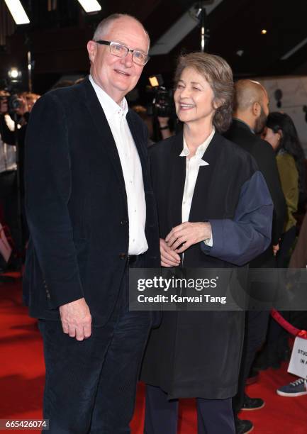 Jim Broadbent and Charlotte Rampling attend the Gala screening of "The Sense of an Ending" at Picturehouse Central on April 6, 2017 in London,...