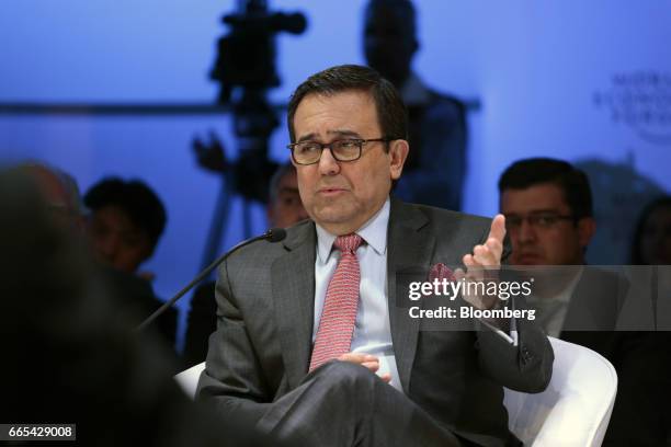 Illdefonso Guarjardo Villarreal, Mexico's economy minister, speaks during the World Economic Forum on Latin America in Buenos Aires, Argentina, on...