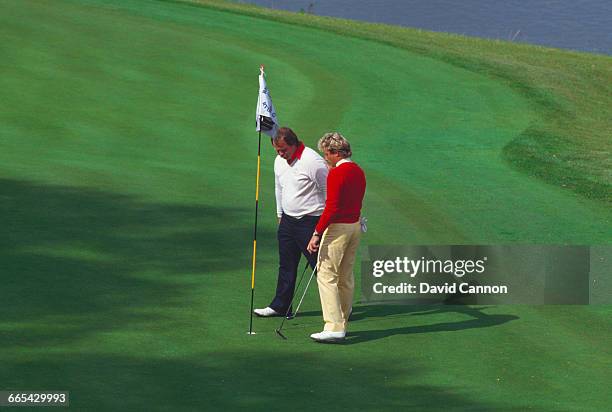 American professional golfer Craig Stadler misses a key 18-inch putt at the 18th, during the 1985 Ryder Cup at the Brabazon Course of The Belfry in...