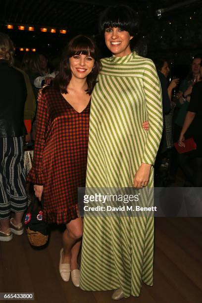 Ophelia Lovibond and Dawn O'Porter attend the launch of new book "The Cows" by Dawn O'Porter at the Marylebone Hotel on April 6, 2017 in London,...