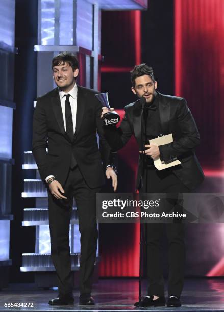 Thomas Rhett on stage during THE 52ND ACADEMY OF COUNTRY MUSIC AWARDS, scheduled to air LIVE from T-Mobile Arena in Las Vegas Sunday, April 2 on the...