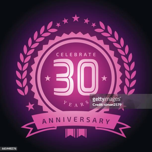 30 jahre jubiläum-logo - 30 34 years stock-grafiken, -clipart, -cartoons und -symbole