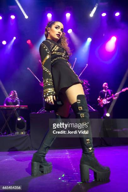 Lali Esposito performs on stage during Soy Tour at Sala Barts on April 6, 2017 in Barcelona, Spain.