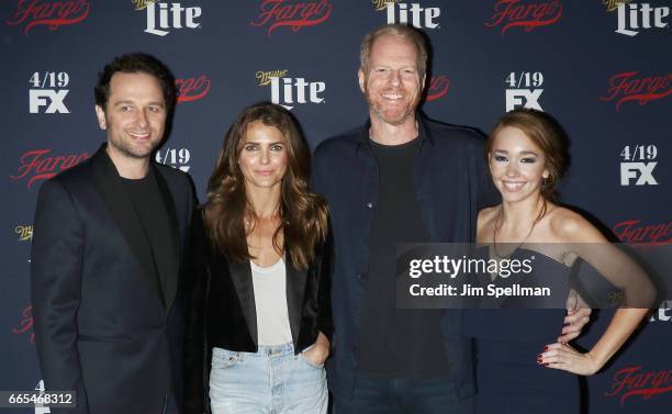 Actors Matthew Rhys, Keri Russell, Noah Emmerich and Holly Taylor attend the FX Network 2017 All-Star Upfront at SVA Theater on April 6, 2017 in New...