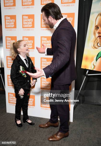 McKenna Grace and Chris Evans attend "Gifted" New York premiere at New York Institute of Technology on April 6, 2017 in New York City.