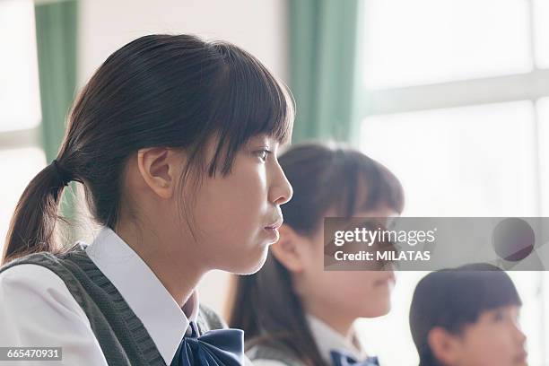 japanese female student to sit in the classroom - schoolhouse stock pictures, royalty-free photos & images
