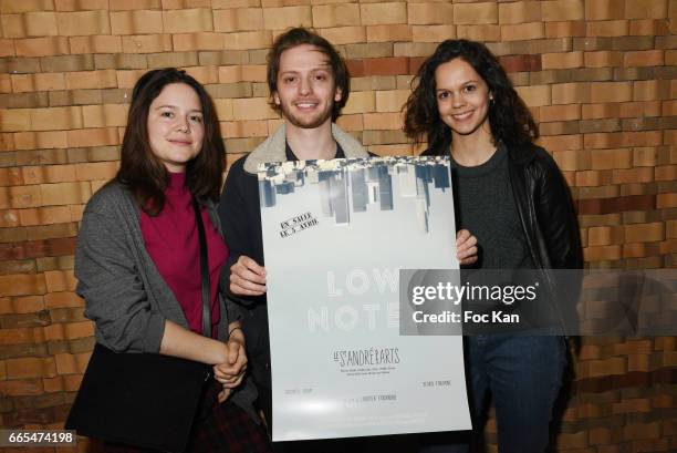 Actress Audrey Bastien, director Laurier Fourniau and actress Delia Espinat Dief attend 'Low Notes' Film Screening at Cinema Saint Andre des Arts on...