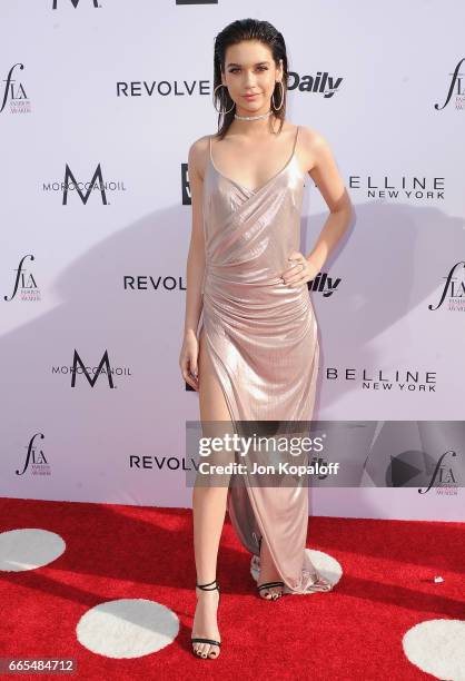 Social influencer Amanda Steele arrives at the Daily Front Row's 3rd Annual Fashion Los Angeles Awards at the Sunset Tower Hotel on April 2, 2017 in...