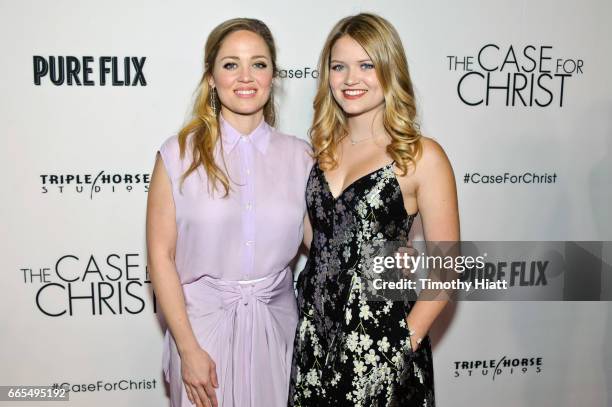 Erika Christensen and Kelly Lamor Wilson attend the Chicago premiere of "The Case For Christ" at AMC River East Theater on April 6, 2017 in Chicago,...