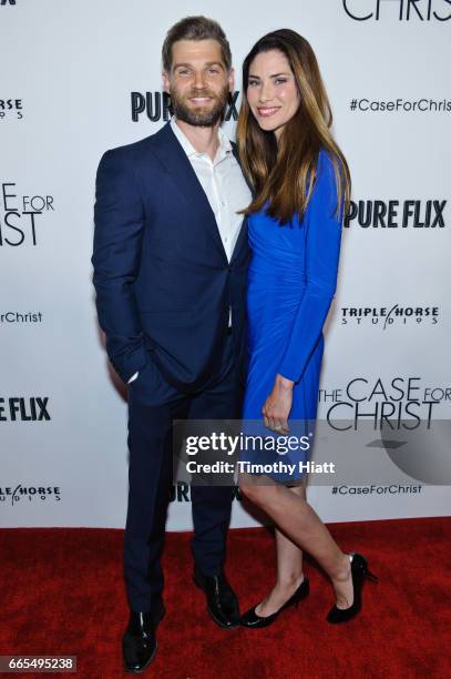 Mike Vogel and wife Courtney attend the Chicago premiere of "The Case For Christ" at AMC River East Theater on April 6, 2017 in Chicago, Illinois.