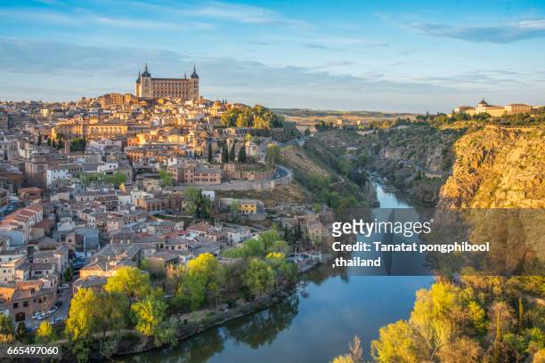 toledo at sunset, spain. - segovia stock pictures, royalty-free photos & images